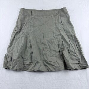Gina Benotti Skirt Olive Green 100% Linen A-Line Size L